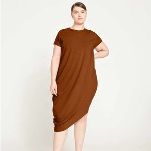 Universal Standard Short Sleeve Geneva Dress in Brown, US Size M (18-20) NWT